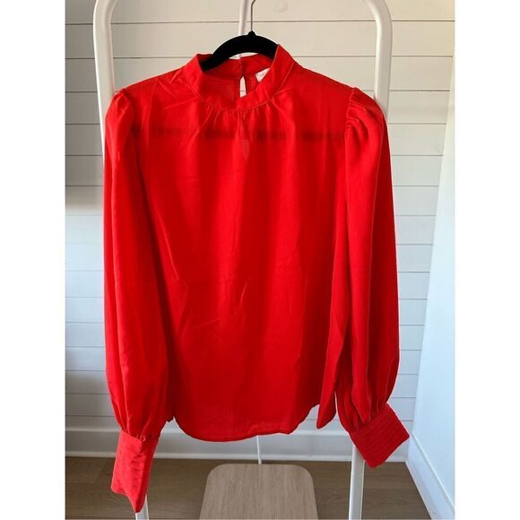 Mock neck balloon sleeve key hole top Flying Tomato sz small - Picture 1 of 6